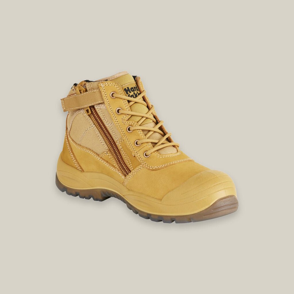 HARD YAKKA Utility Zip Sided Steel Toe Safety Water Resistant Boot Wheat Y60120 - Land to Coast