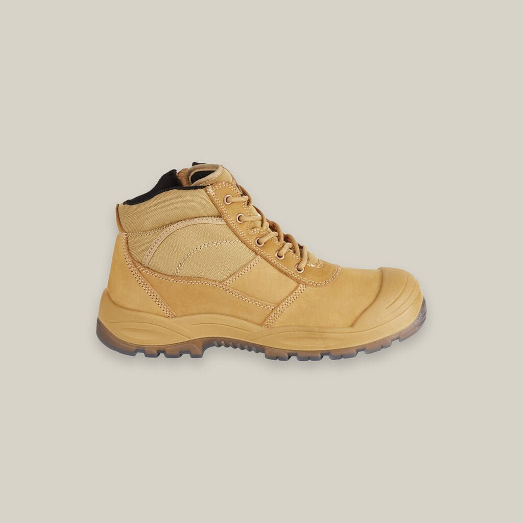 HARD YAKKA Utility Zip Sided Steel Toe Safety Water Resistant Boot Wheat Y60120 - Land to Coast