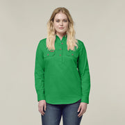 Hard Yakka Women’s Heritage Closed Front Drill Shirt Green Durable Workwear Y08399 - Land to Coast