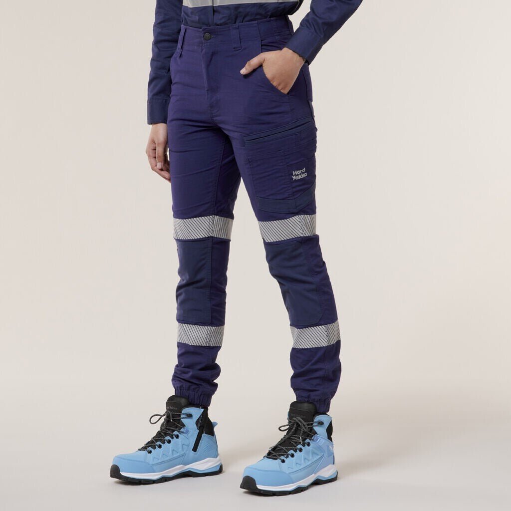 Hard Yakka Womens Raptor Elasticised Cuffed Slim Durable Pant w/ Tape Y08411 - Land to Coast