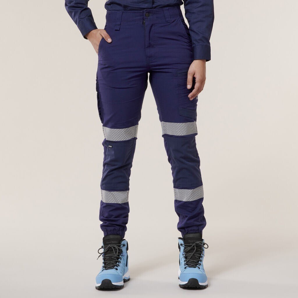 Hard Yakka Womens Raptor Elasticised Cuffed Slim Durable Pant w/ Tape Y08411 - Land to Coast