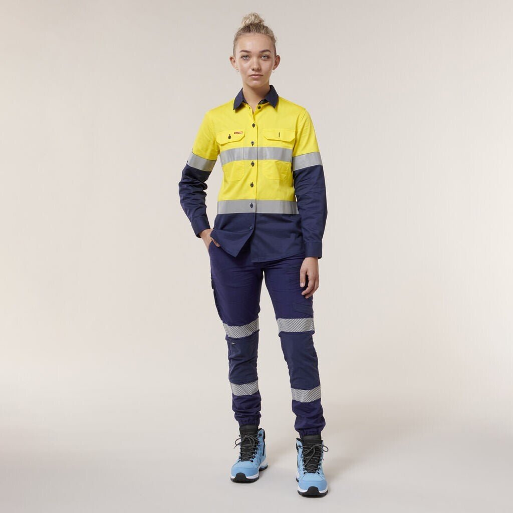 Hard Yakka Womens Raptor Elasticised Cuffed Slim Durable Pant w/ Tape Y08411 - Land to Coast