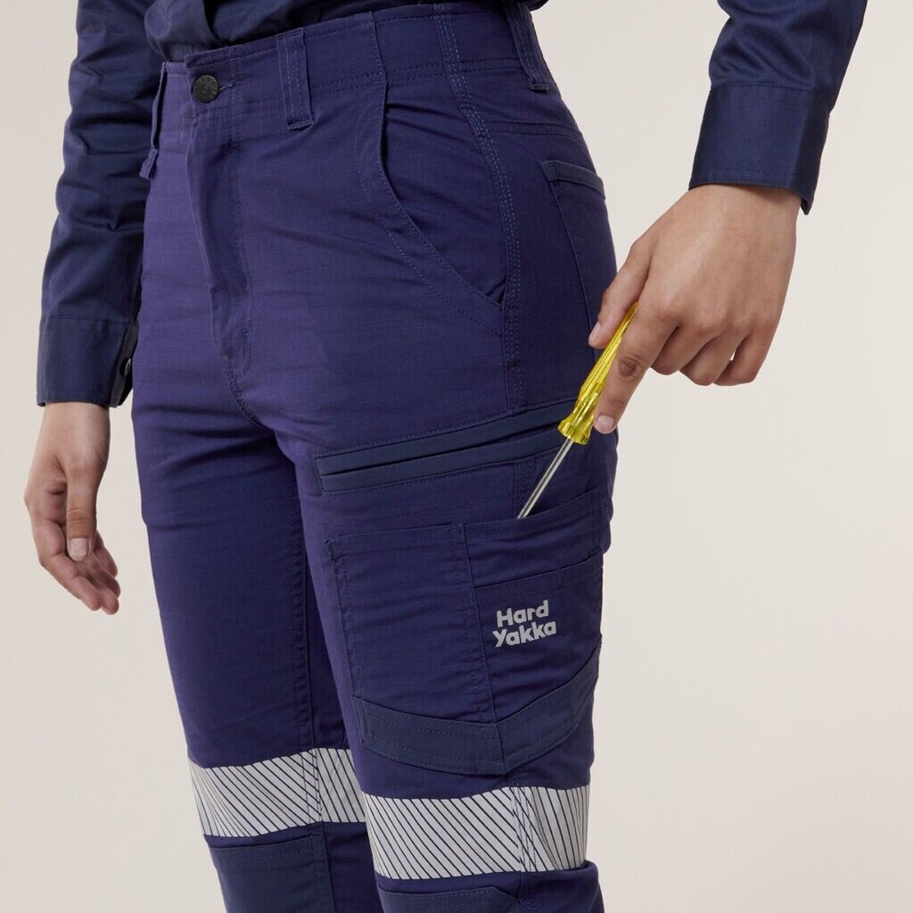 Hard Yakka Womens Raptor Elasticised Cuffed Slim Durable Pant w/ Tape Y08411 - Land to Coast
