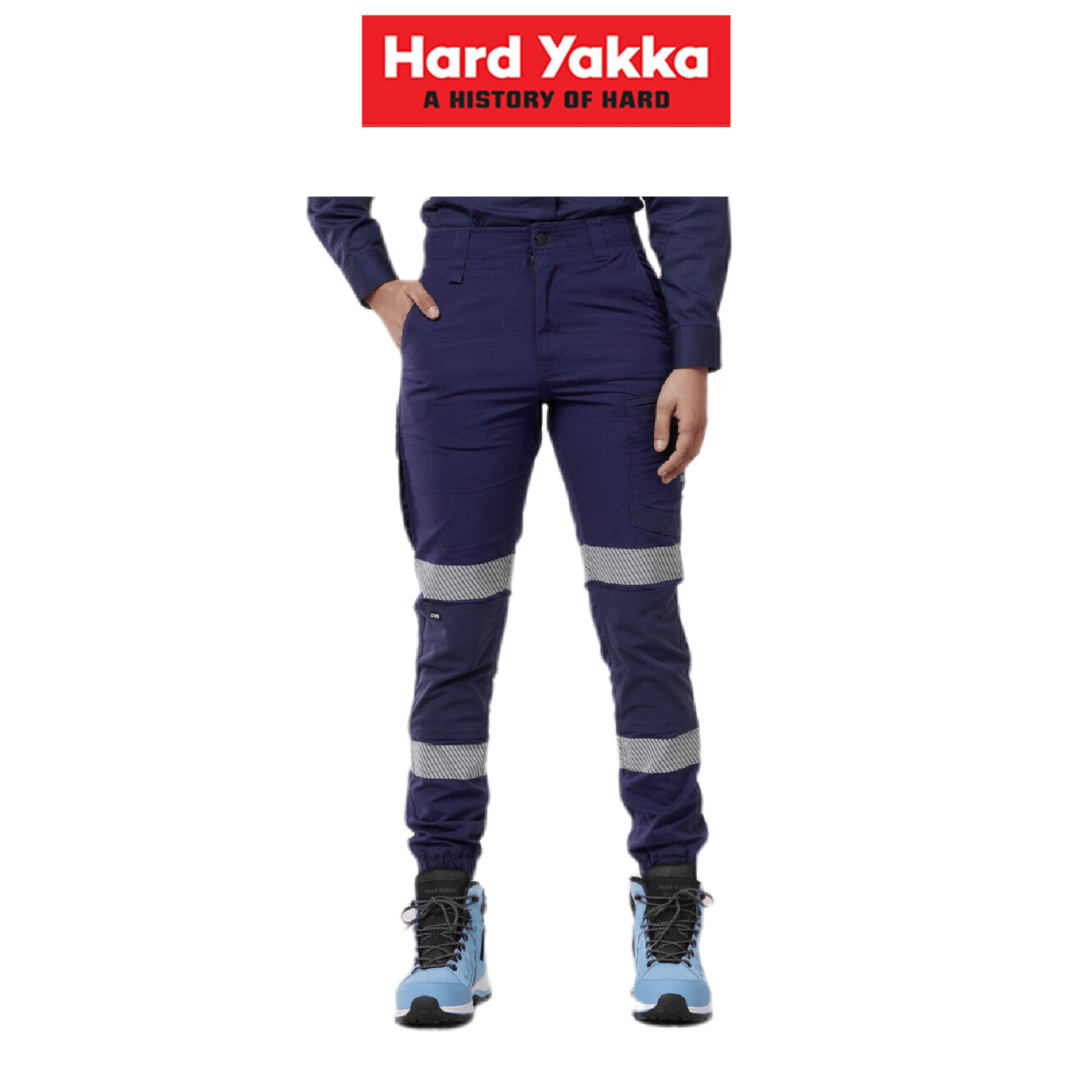 Hard Yakka Womens Raptor Elasticised Cuffed Slim Durable Pant w/ Tape Y08411 - Land to Coast