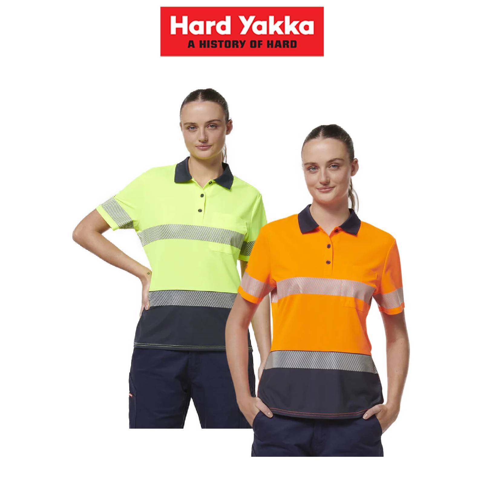 Hard Yakka Womens Short Sleeve HI Vis Reflective Taped Polo Y08602 - Land to Coast