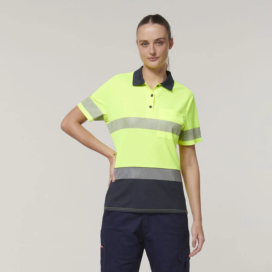 Hard Yakka Womens Short Sleeve HI Vis Reflective Taped Polo Y08602 - Land to Coast