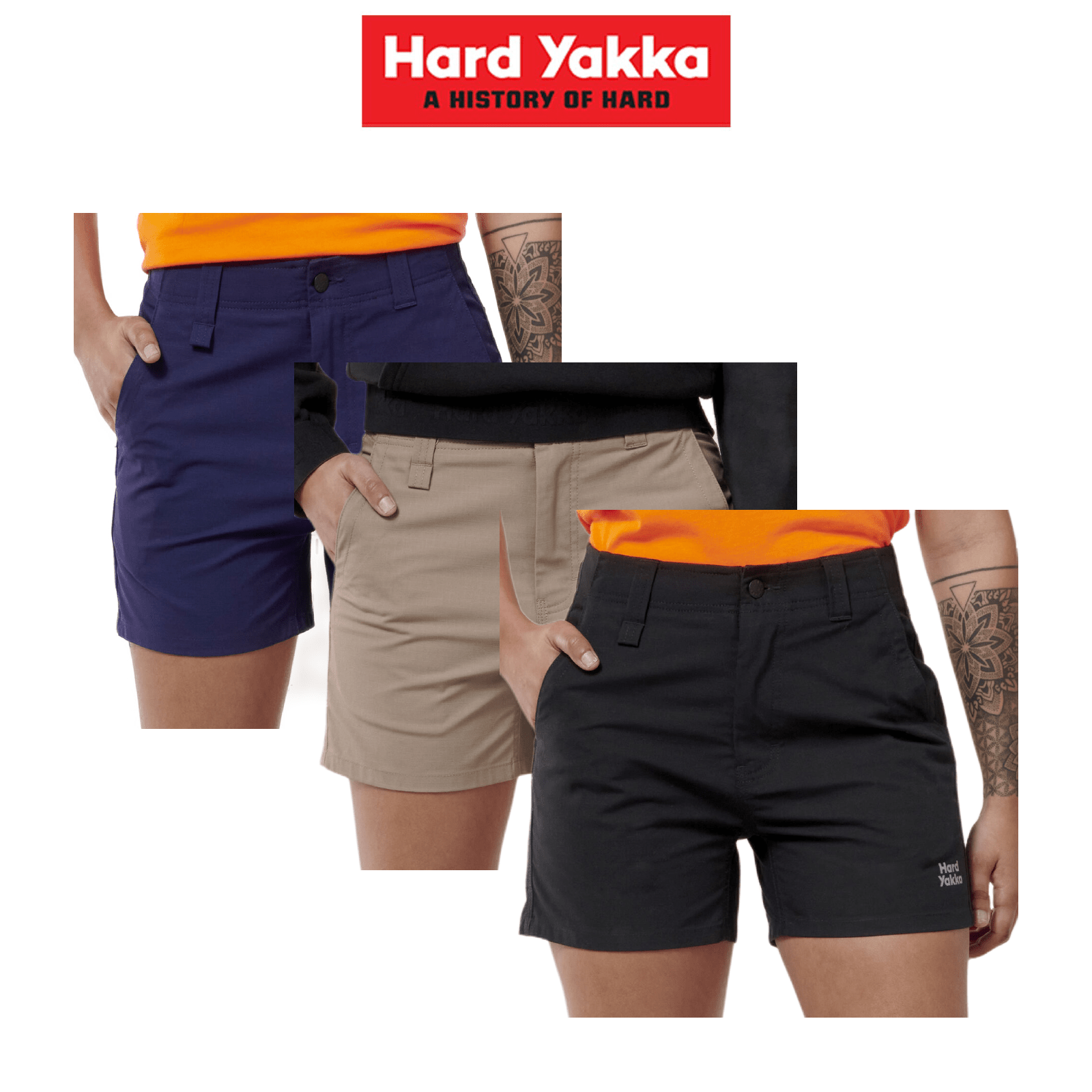 Hard Yakka Womens Slim Fit Shorts Tough Work Durable Raptor Short Y08497 - Land to Coast
