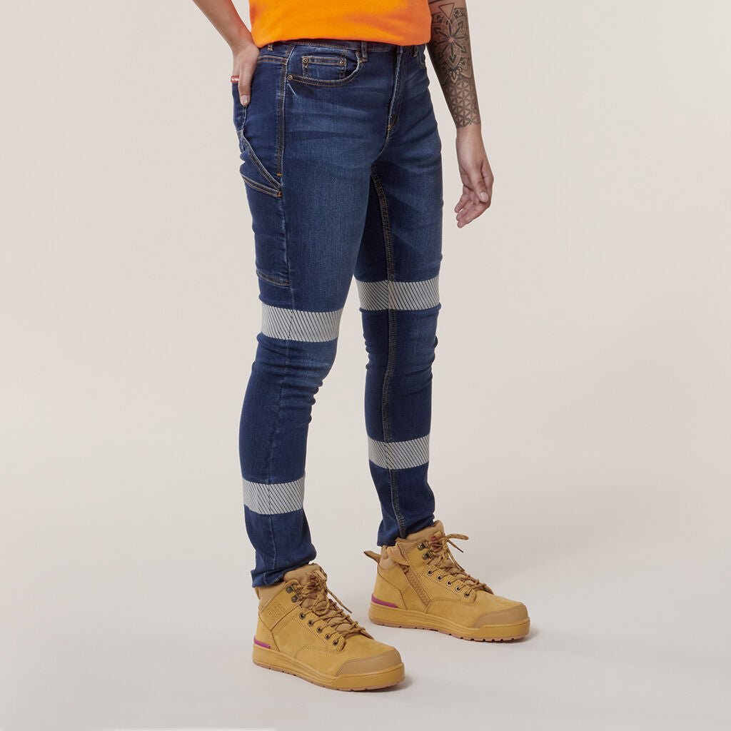 Hard Yakka Womens Taped Stretch Slim Tough Reflective Jegging Work Jean Y08302 - Land to Coast