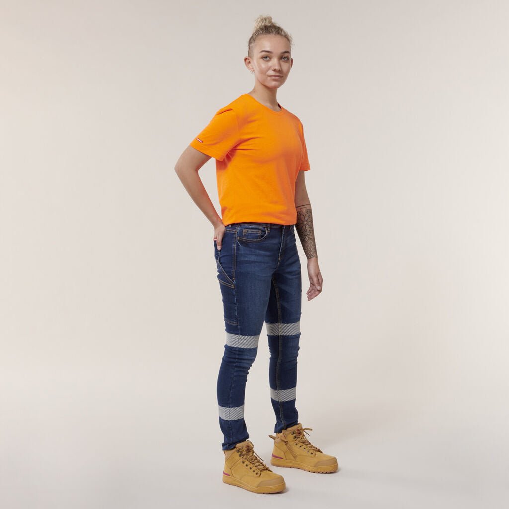 Hard Yakka Womens Taped Stretch Slim Tough Reflective Jegging Work Jean Y08302 - Land to Coast
