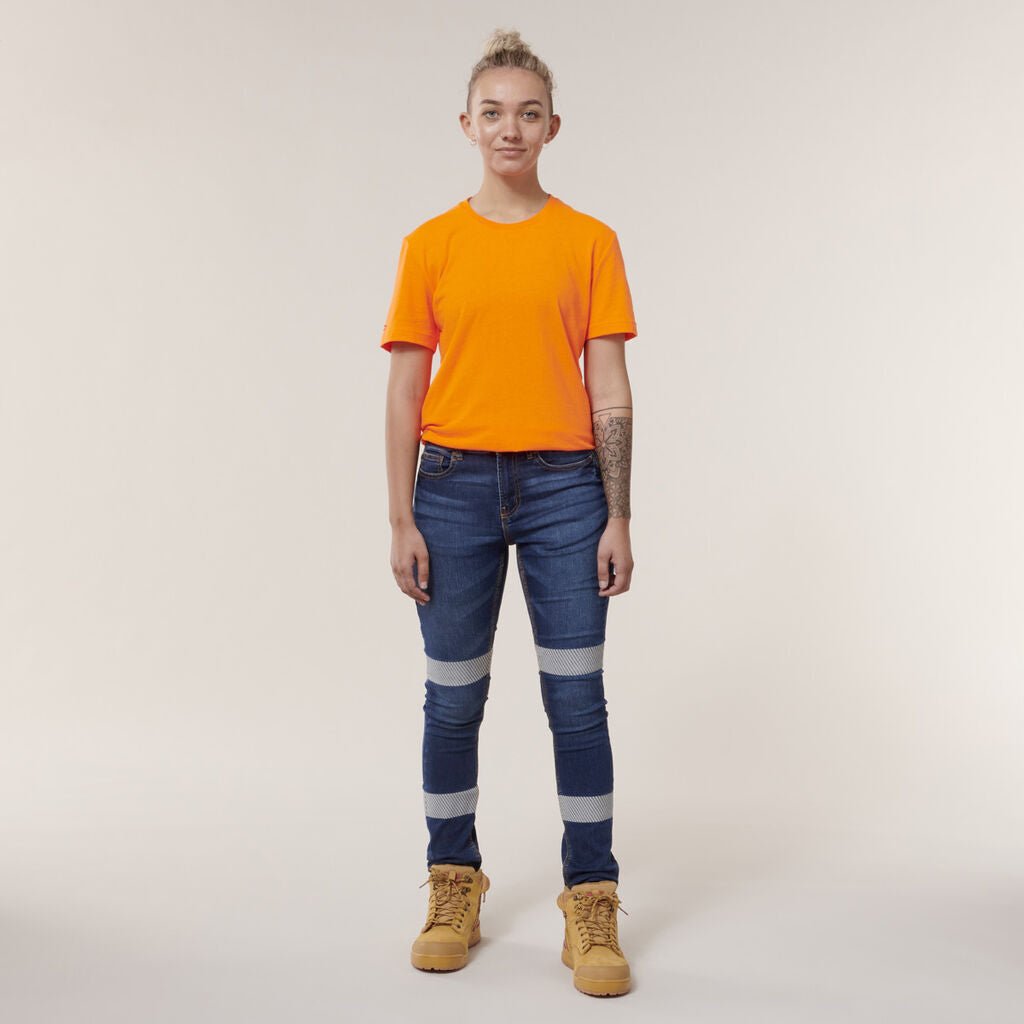 Hard Yakka Womens Taped Stretch Slim Tough Reflective Jegging Work Jean Y08302 - Land to Coast