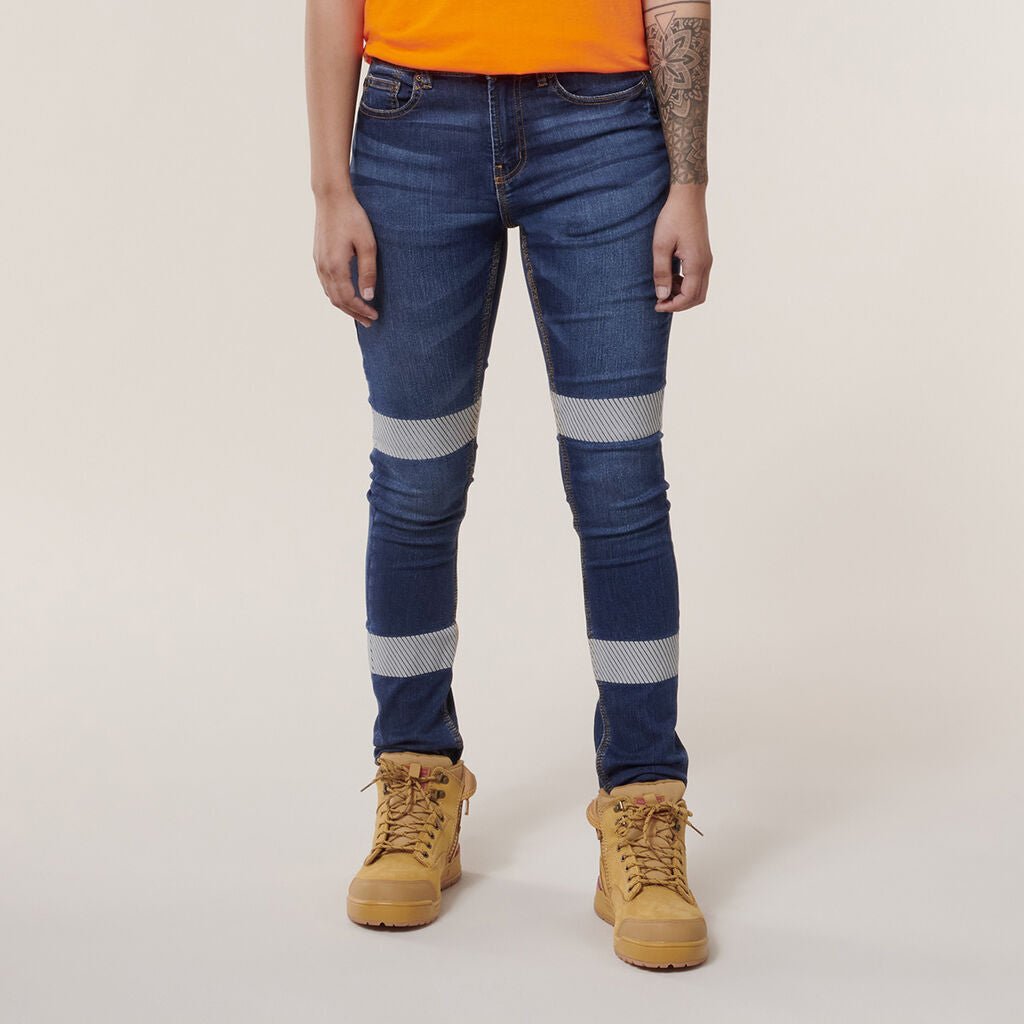 Hard Yakka Womens Taped Stretch Slim Tough Reflective Jegging Work Jean Y08302 - Land to Coast