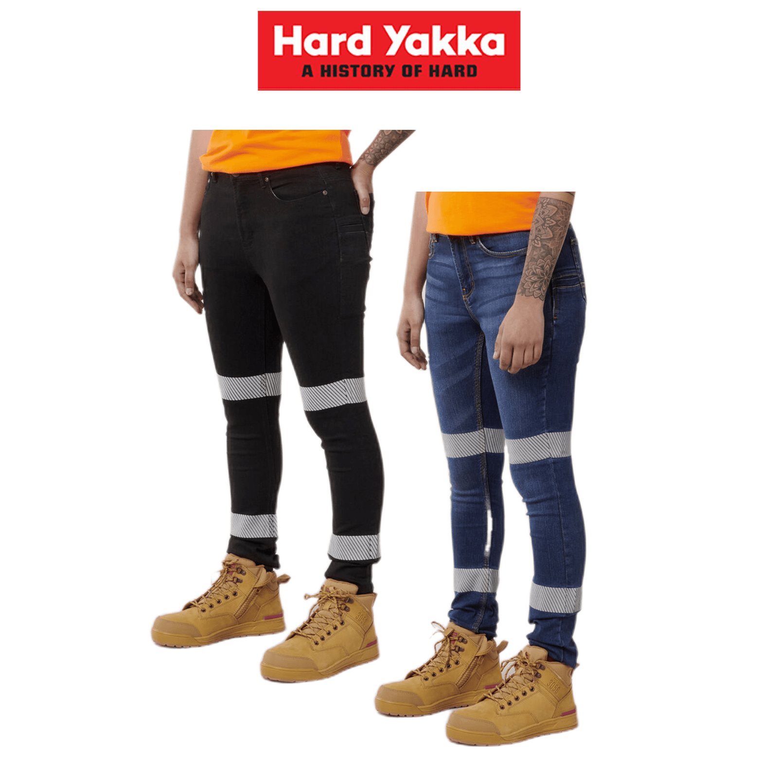 Hard Yakka Womens Taped Stretch Slim Tough Reflective Jegging Work Jean Y08302 - Land to Coast