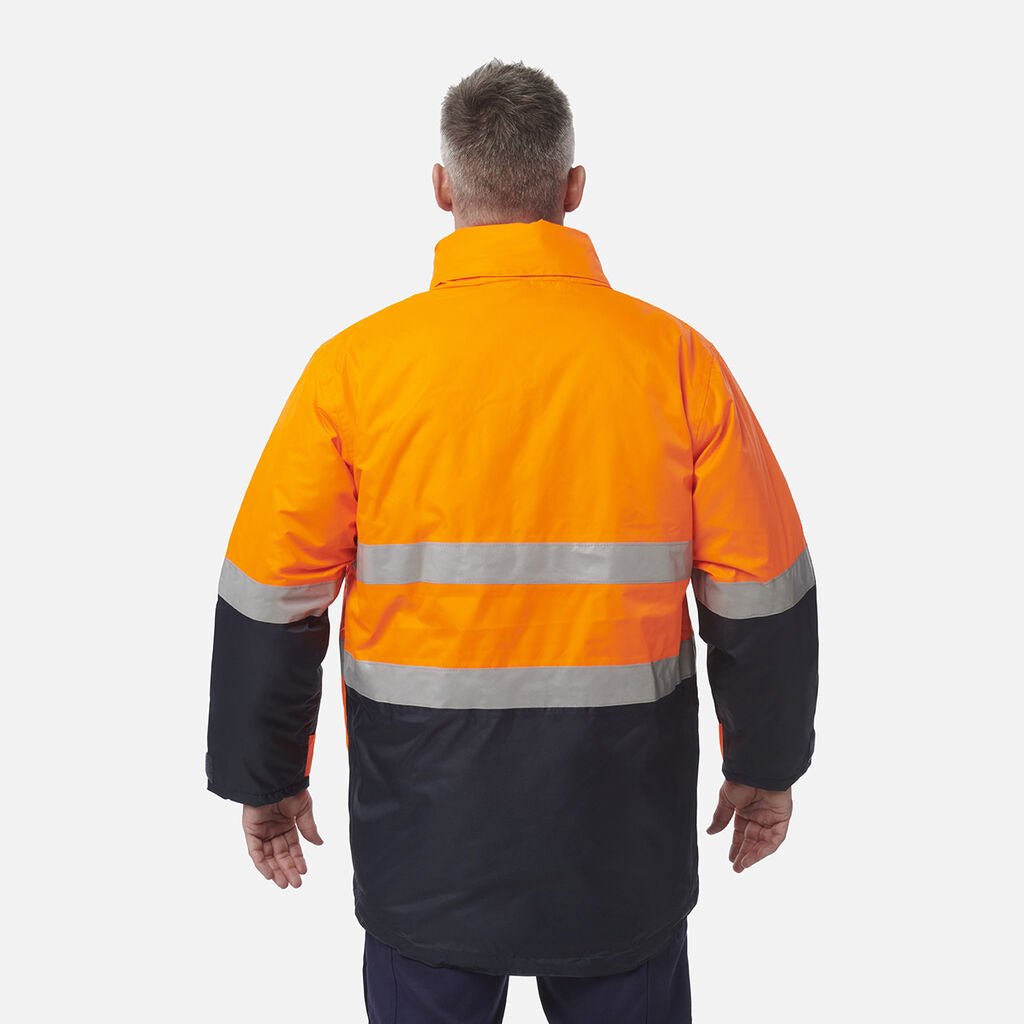Hi Vis Reflective Wet Weather Jacket Waterproof Windproof Insulated Orange/Navy K55010 - Land to Coast