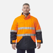 Hi Vis Reflective Wet Weather Jacket Waterproof Windproof Insulated Orange/Navy K55010 - Land to Coast