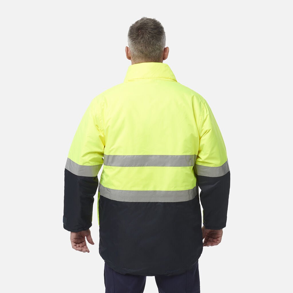 Hi Vis Reflective Wet Weather Jacket Waterproof Windproof Insulated Yellow/Navy K55010 - Land to Coast