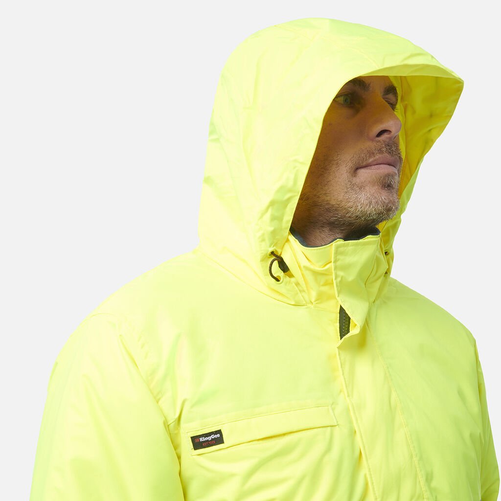 Hi Vis Reflective Wet Weather Jacket Waterproof Windproof Insulated Yellow/Navy K55010 - Land to Coast