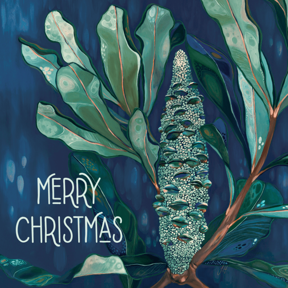Jess Hutchison Christmas card | Banksia | Merry Christmas - Land to Coast