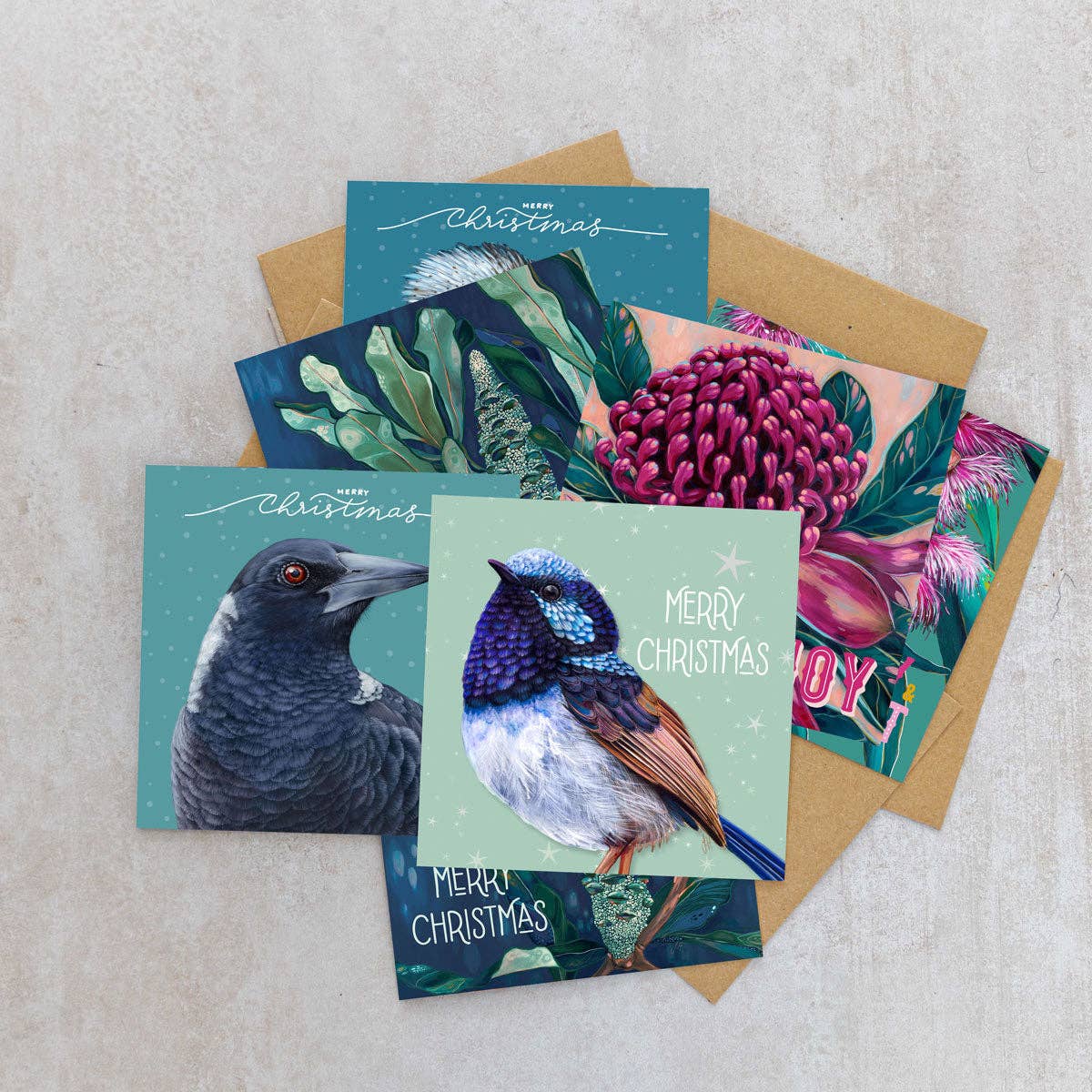 Jess Hutchison Christmas card | Fairy Wren | Merry Christmas - Land to Coast