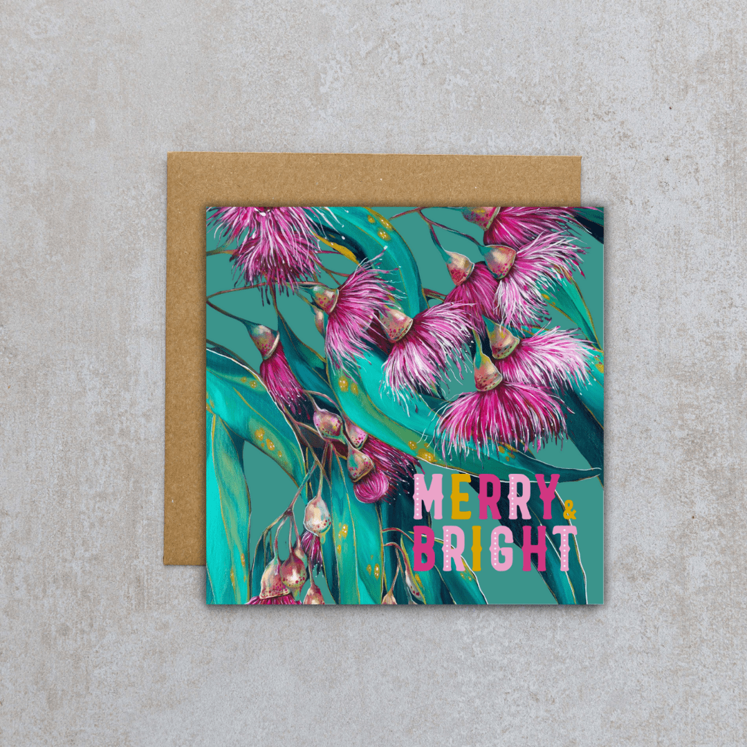 Jess Hutchison Christmas card | Gumnuts | Merry & Bright - Land to Coast