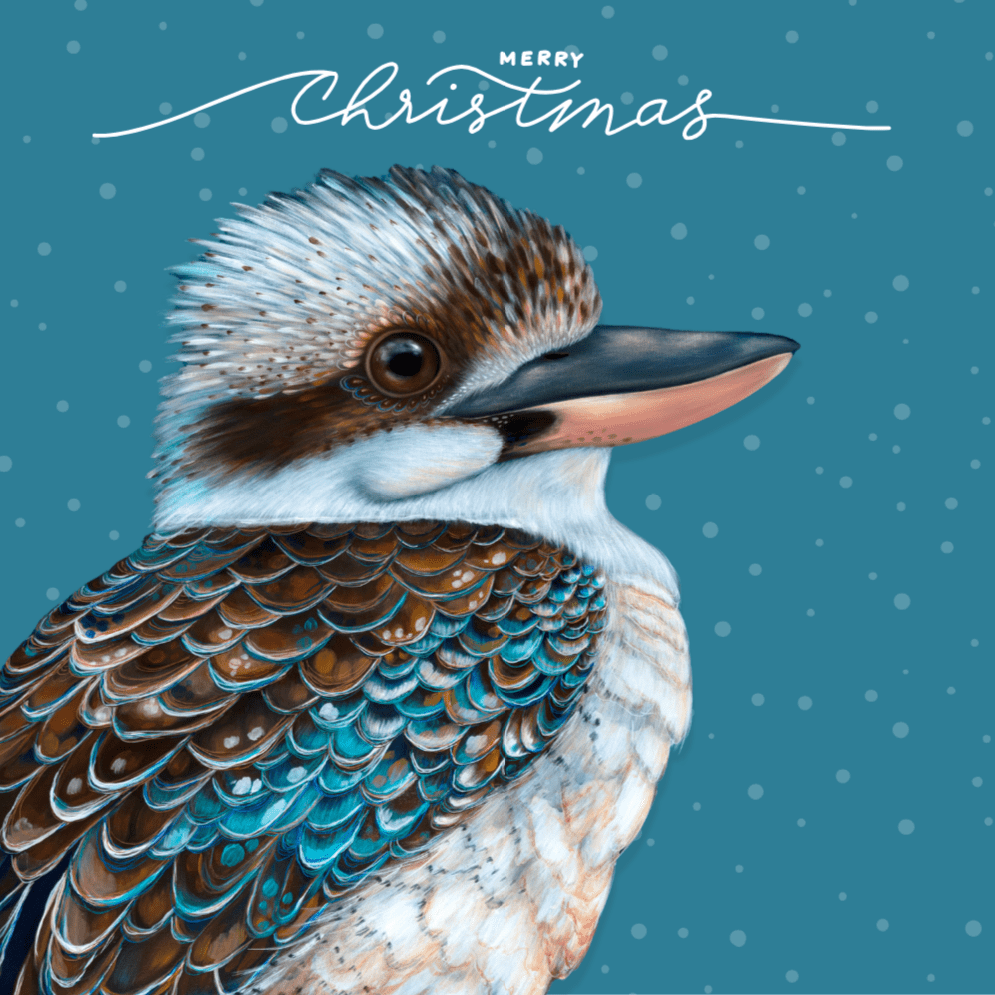 Jess Hutchison Christmas card | Kookaburra | Merry Christmas - Land to Coast