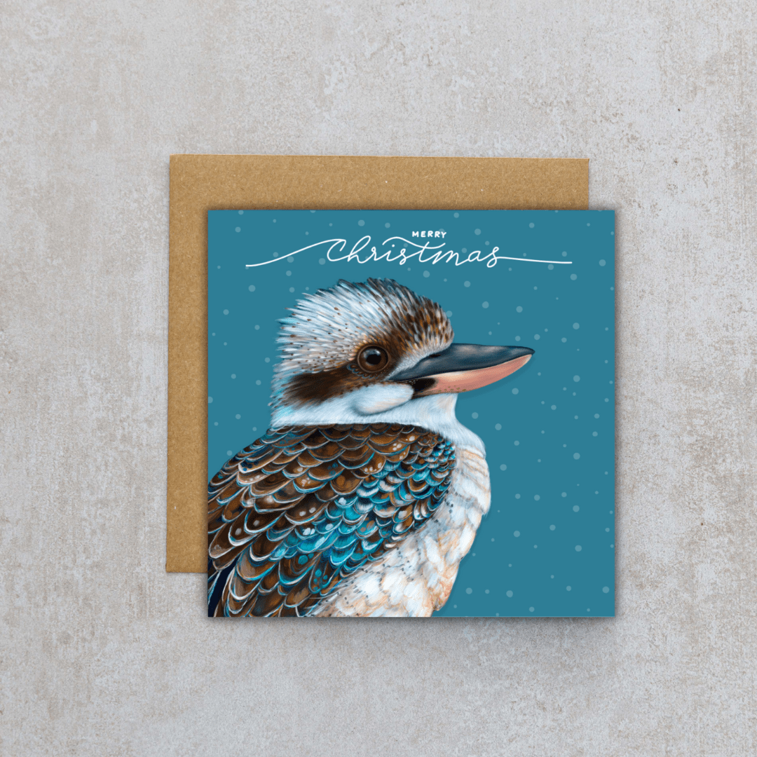 Jess Hutchison Christmas card | Kookaburra | Merry Christmas - Land to Coast
