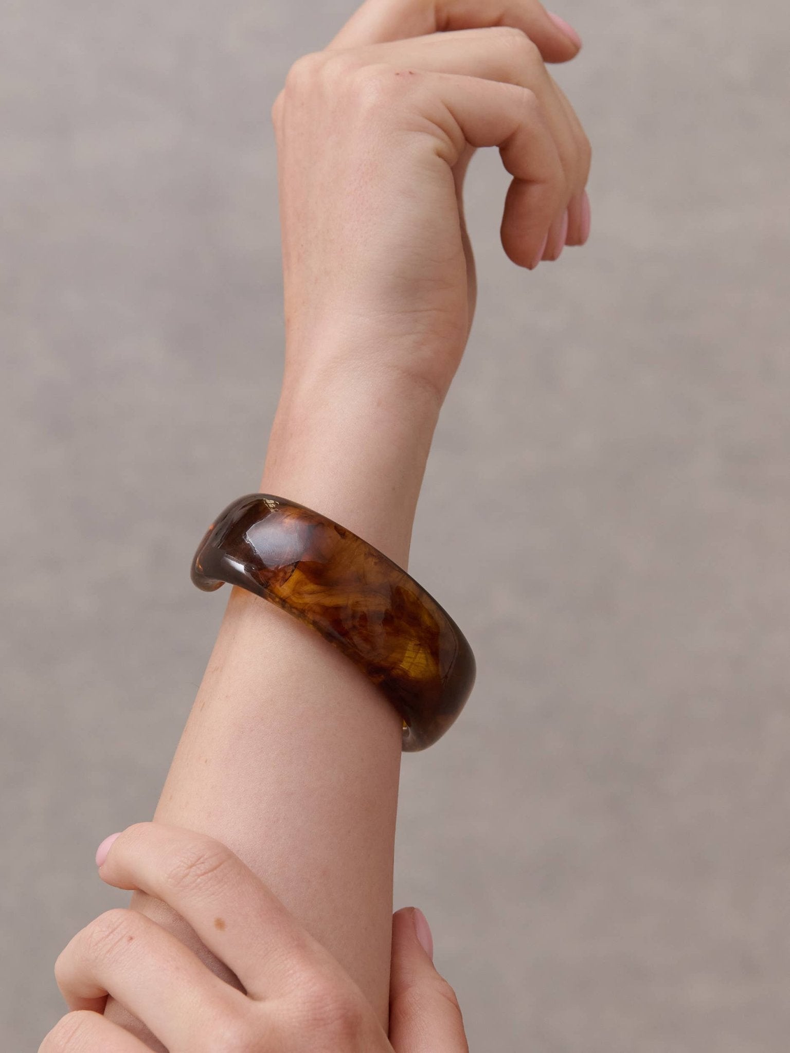 Joey Open Cuff Bangle in Brown - Land to Coast