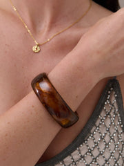Joey Open Cuff Bangle in Brown - Land to Coast
