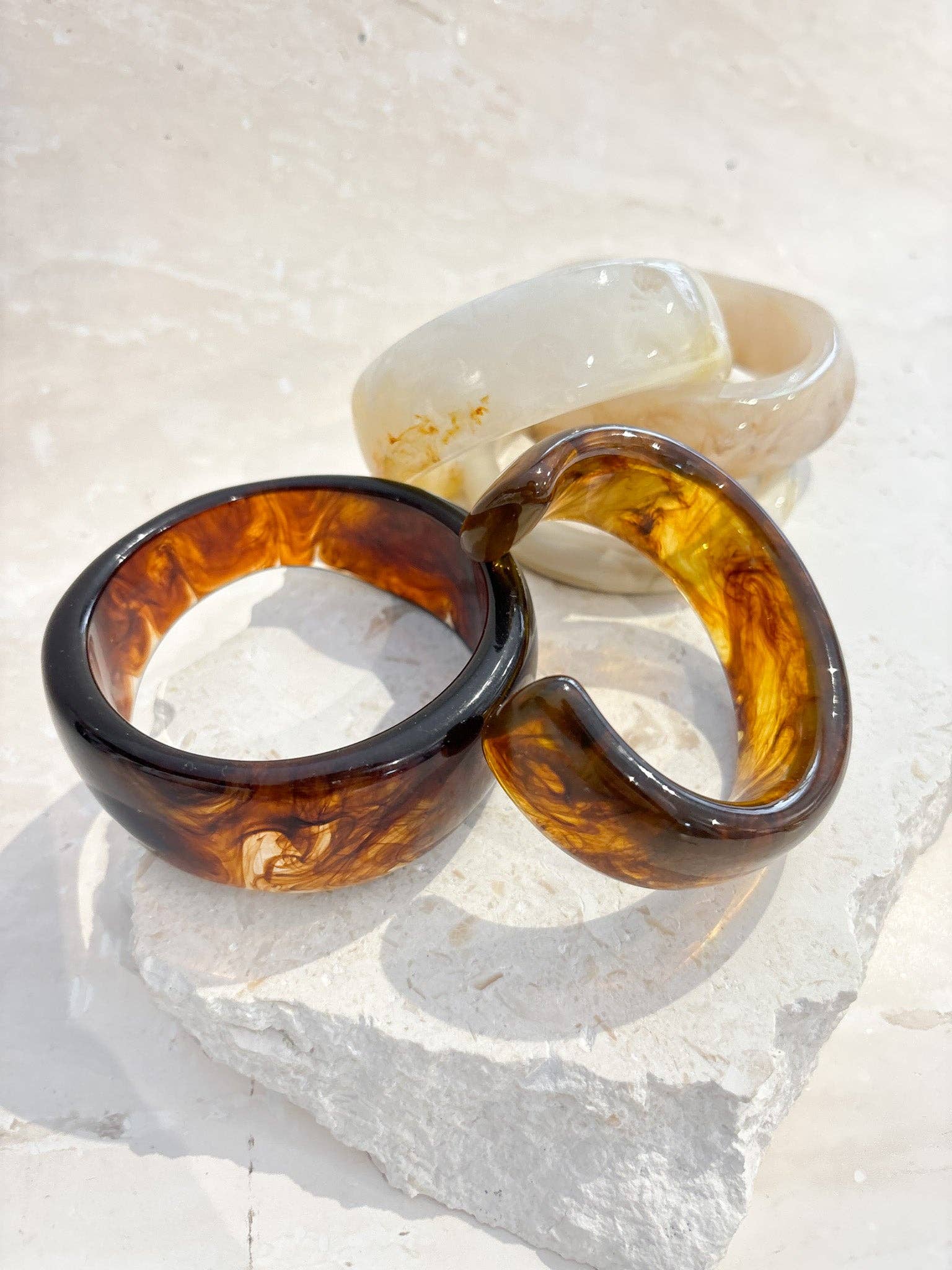 Joey Open Cuff Bangle in Brown - Land to Coast