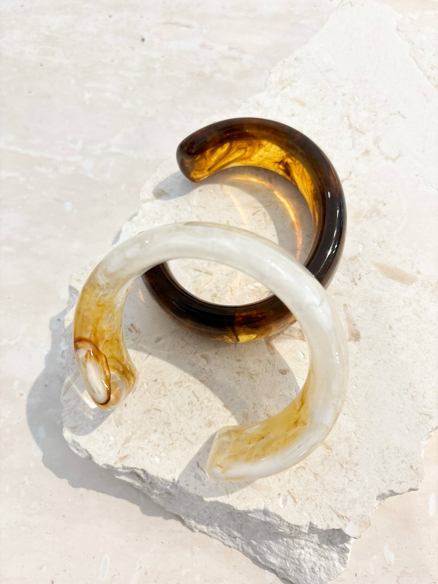 Joey Open Cuff Bangle in Brown - Land to Coast