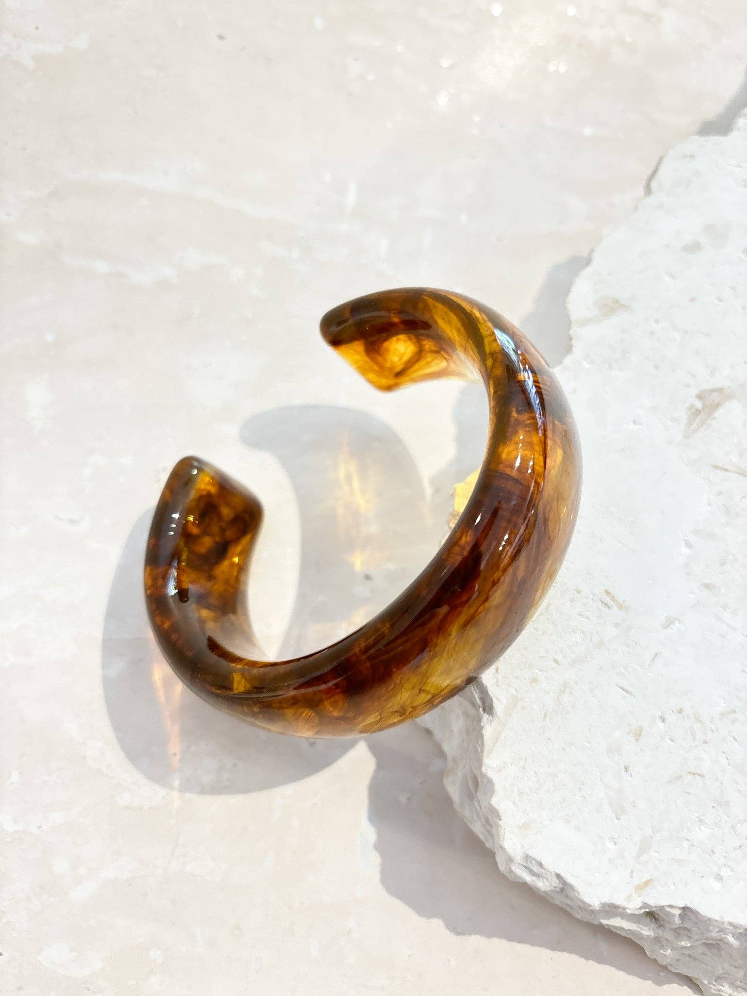 Joey Open Cuff Bangle in Brown - Land to Coast