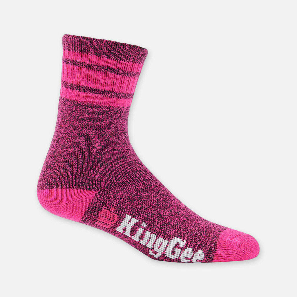 KingGee Women’s Bamboo Crew Work Socks 3 Pk Seam Free Breathable 3-8 Pink Marle K49015