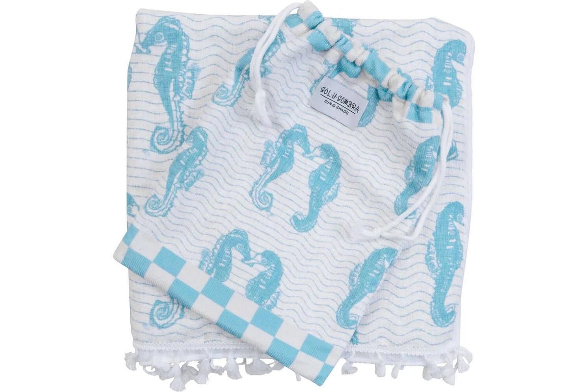 Kids Towel Poncho Seahorses - Land to Coast