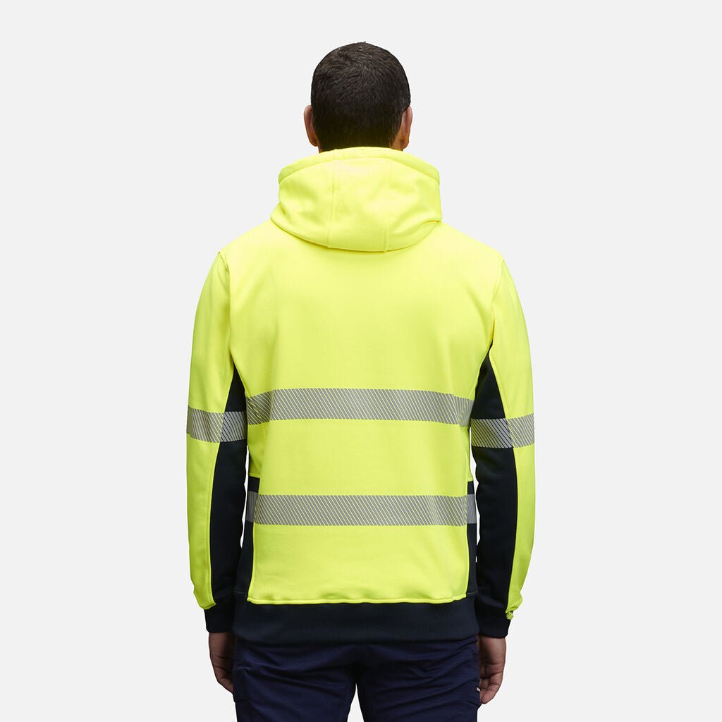KingGee Hi Vis Reflective Pullover Hoodie Yellow/Navy Warm Fleece Workwear K55054 - Land to Coast