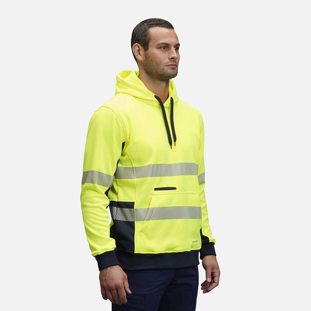 KingGee Hi Vis Reflective Pullover Hoodie Yellow/Navy Warm Fleece Workwear K55054 - Land to Coast