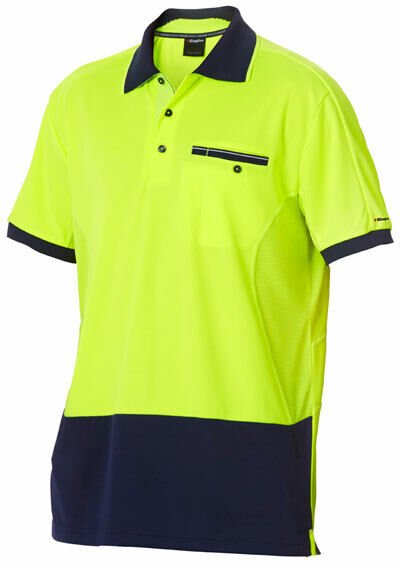 KingGee Men Workcool Hi - Vis Polo Short Sleeve Hyperfreeze Shirt Top Work K54845 - Land to Coast