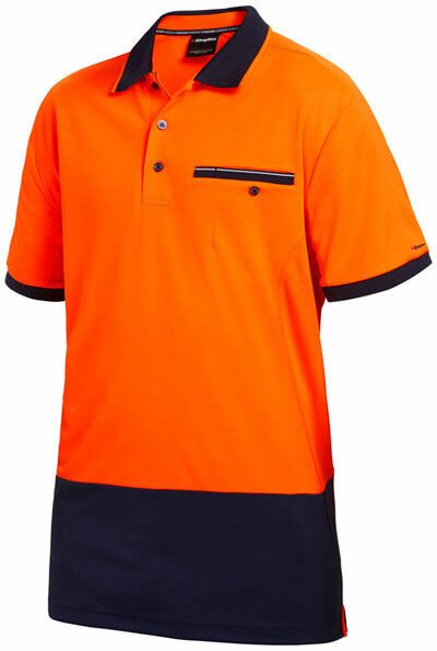 KingGee Men Workcool Hi - Vis Polo Short Sleeve Hyperfreeze Shirt Top Work K54845 - Land to Coast