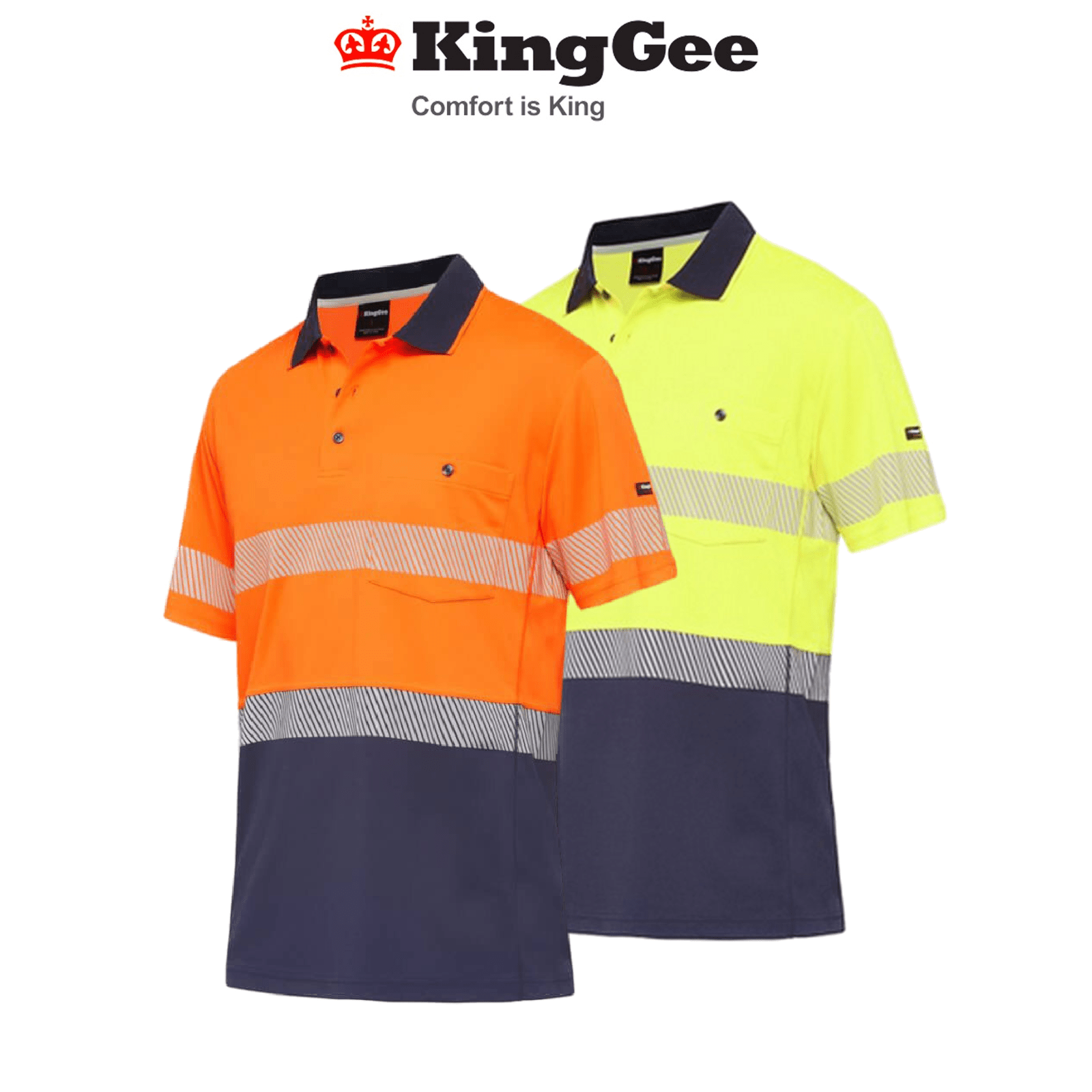 KingGee Men Workcool Hyperfreeze Shirt Top Polo Short Sleeve Taped Work K54215 - Land to Coast