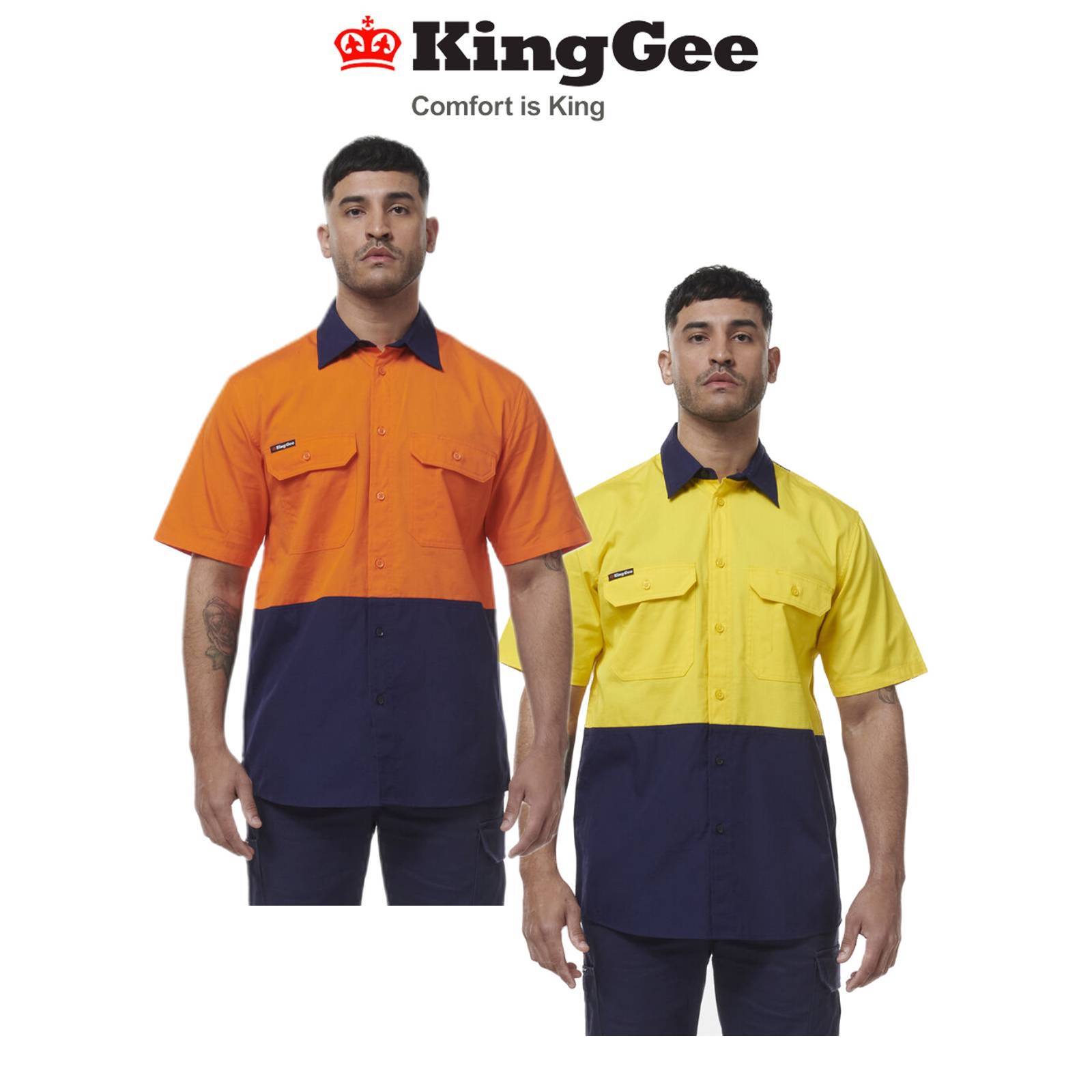 KingGee Men Workcool Vented Spliced Short Sleeve Two Toned Pockets Shirt K54008 - Land to Coast