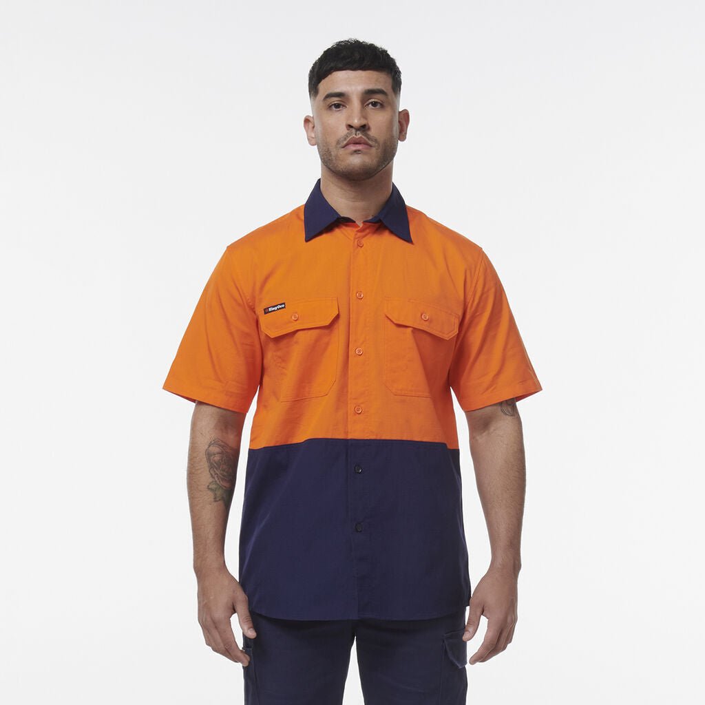 KingGee Men Workcool Vented Spliced Short Sleeve Two Toned Pockets Shirt K54008 - Land to Coast