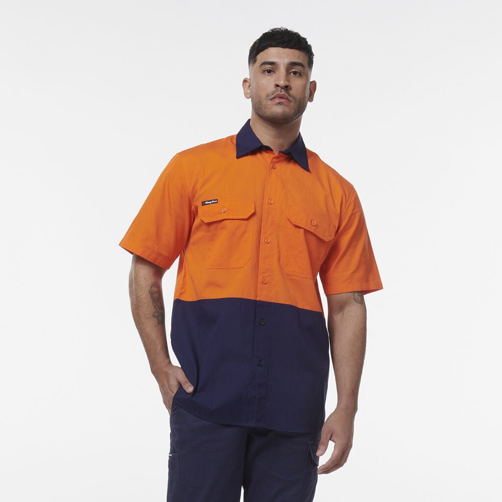 KingGee Men Workcool Vented Spliced Short Sleeve Two Toned Pockets Shirt K54008 - Land to Coast