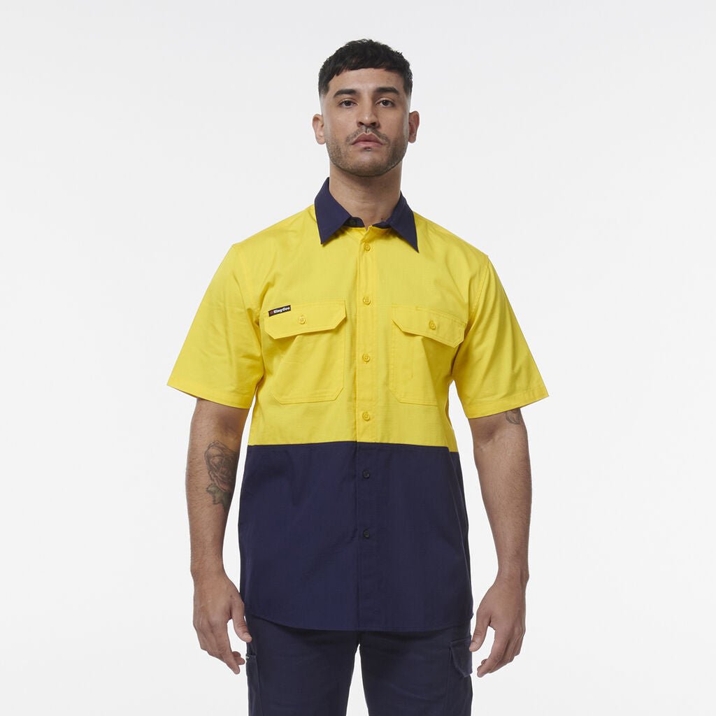 KingGee Men Workcool Vented Spliced Short Sleeve Two Toned Pockets Shirt K54008 - Land to Coast