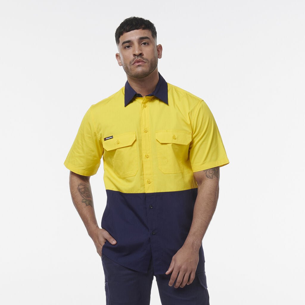 KingGee Men Workcool Vented Spliced Short Sleeve Two Toned Pockets Shirt K54008 - Land to Coast