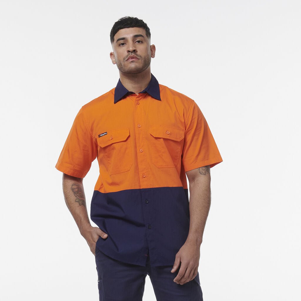 KingGee Men Workcool Vented Spliced Short Sleeve Two Toned Pockets Shirt K54008 - Land to Coast