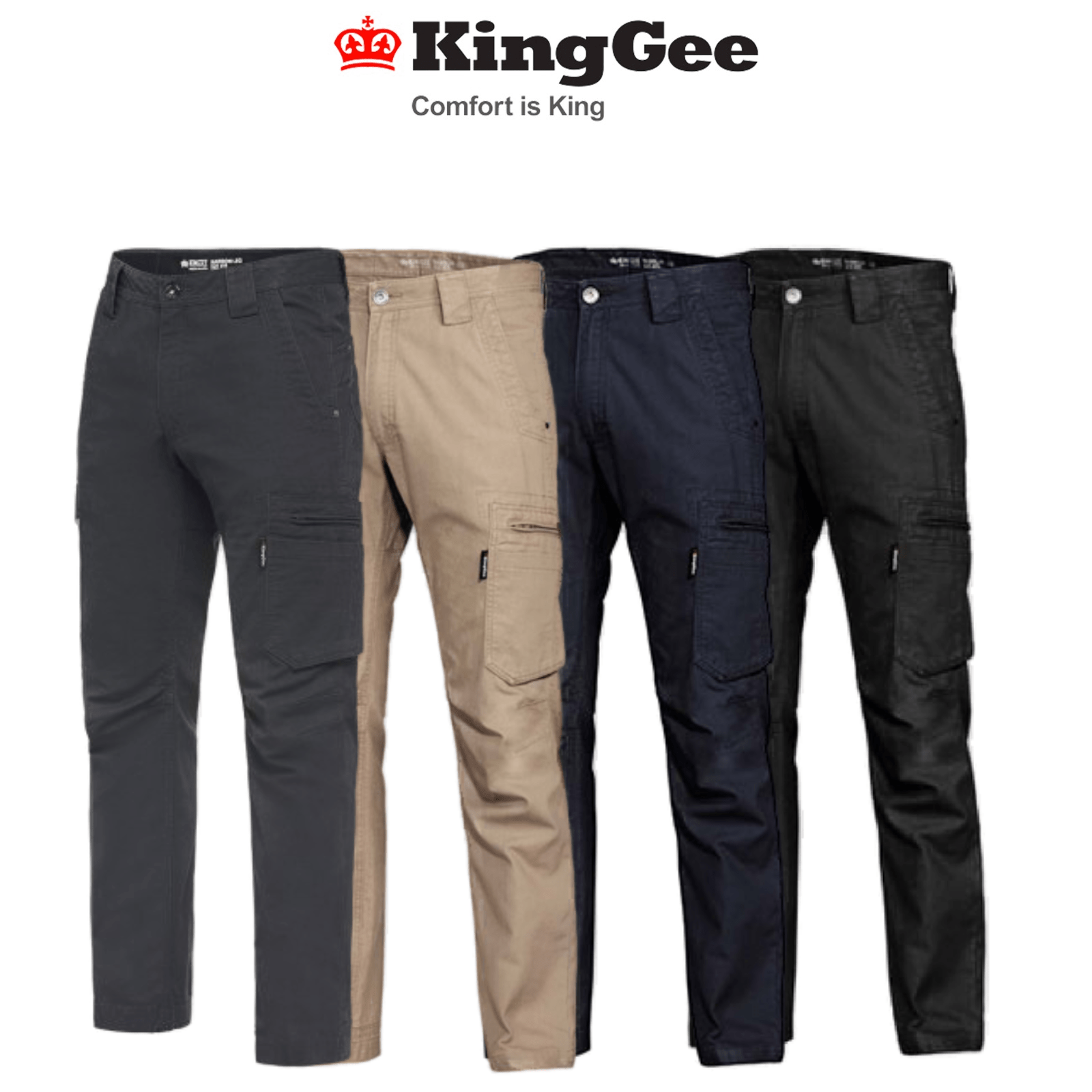 KingGee Mens Canvas Tradie Pants Narrow Fit Pant Comfort Work Safety K13280 - Land to Coast