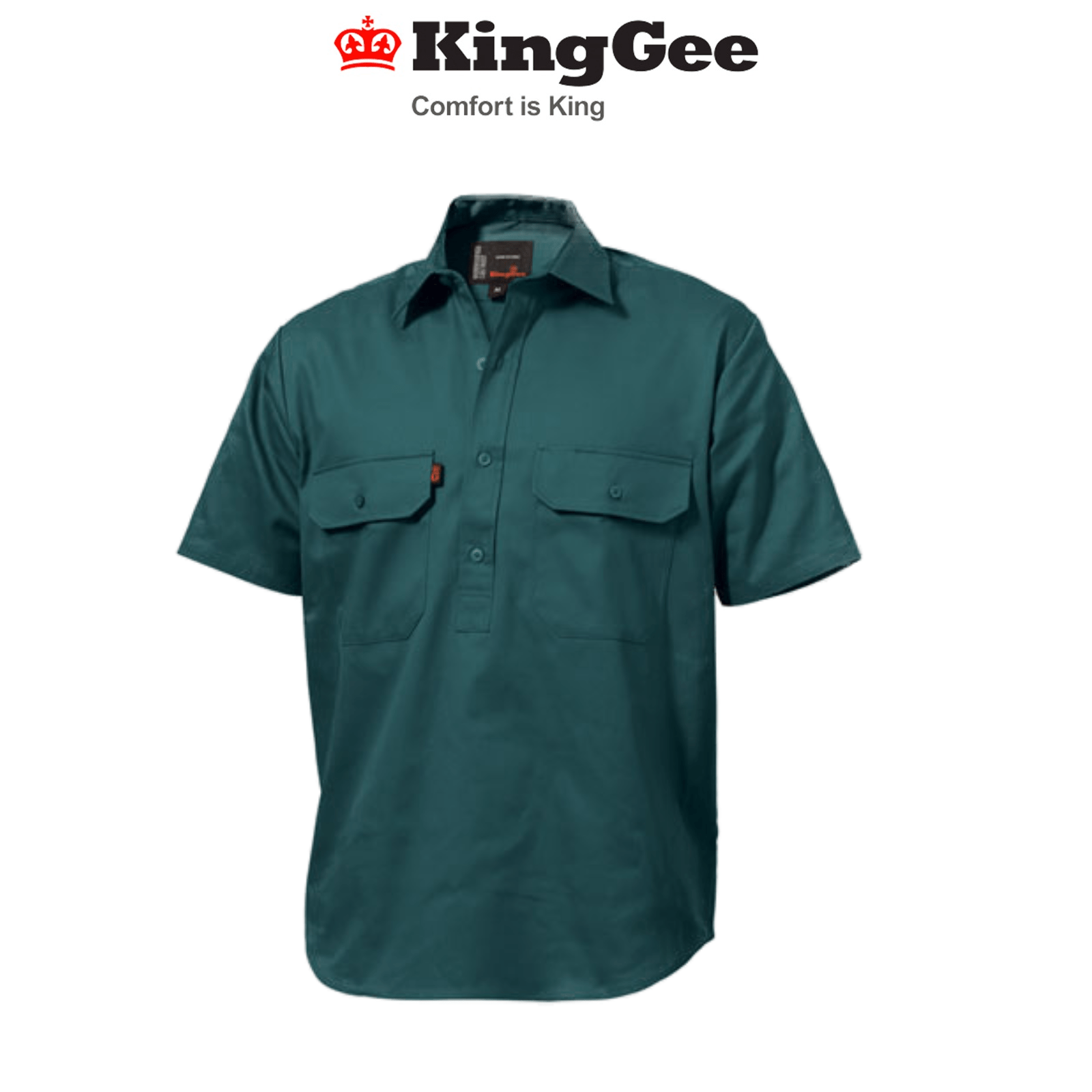 KingGee Mens Closed Front Cotton Drill Comfortable Work Short Sleeve K04060 - Land to Coast