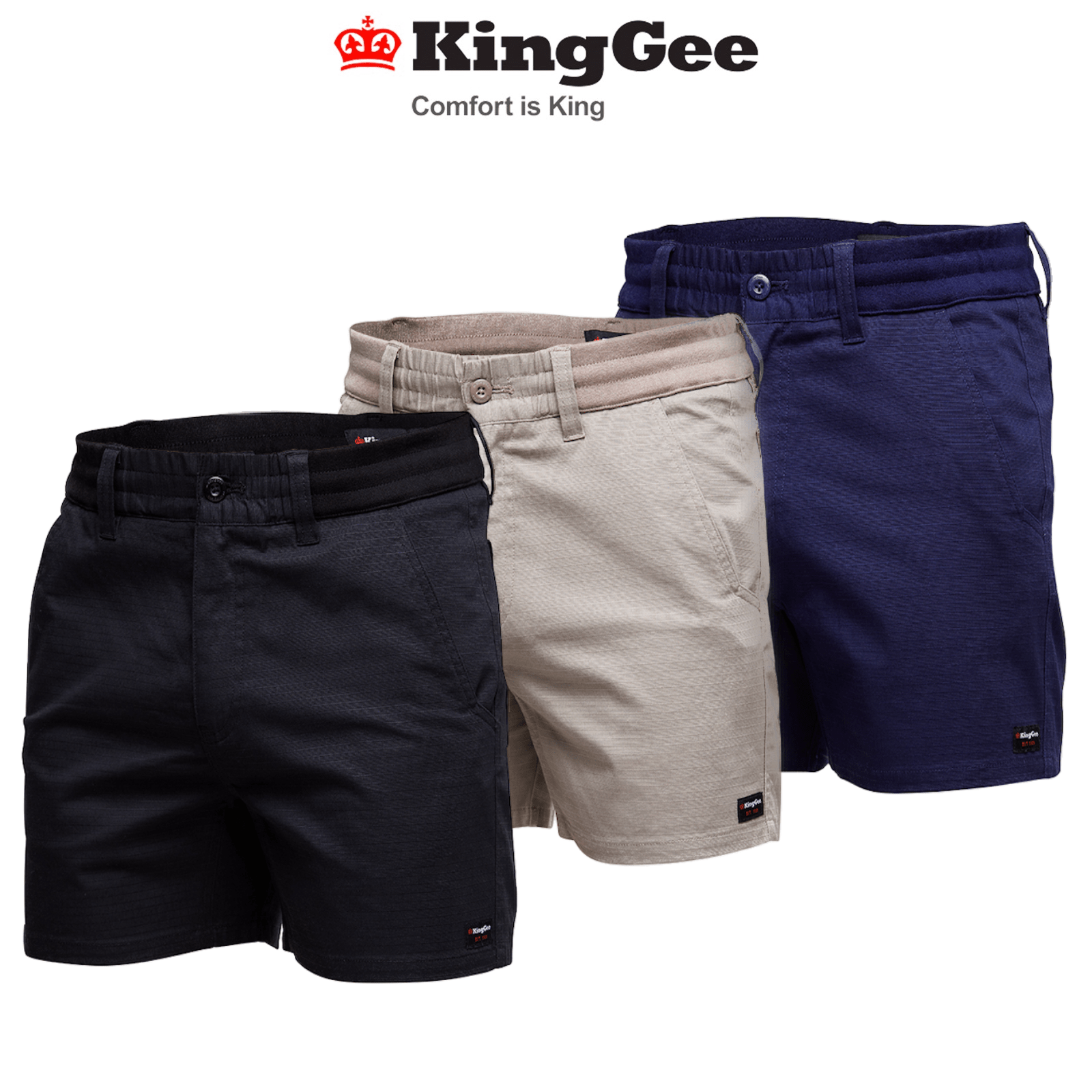 KingGee Mens Comfort Waist Short Short Toughs Durable Stretch Ripstop K17012 - Land to Coast