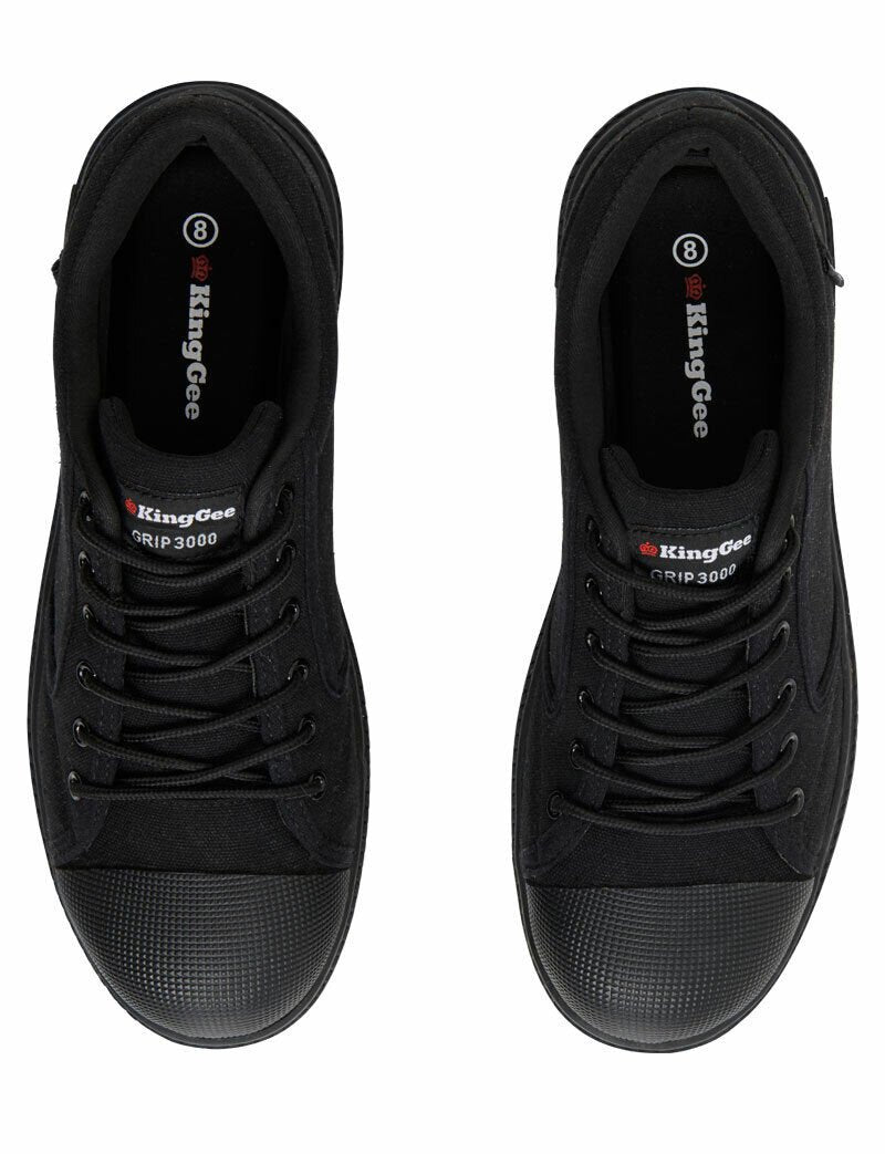 KingGee Mens Grip 3000 Canvas Shoes Rubber Toe Bump Comfortable Workwear K26540 - Land to Coast