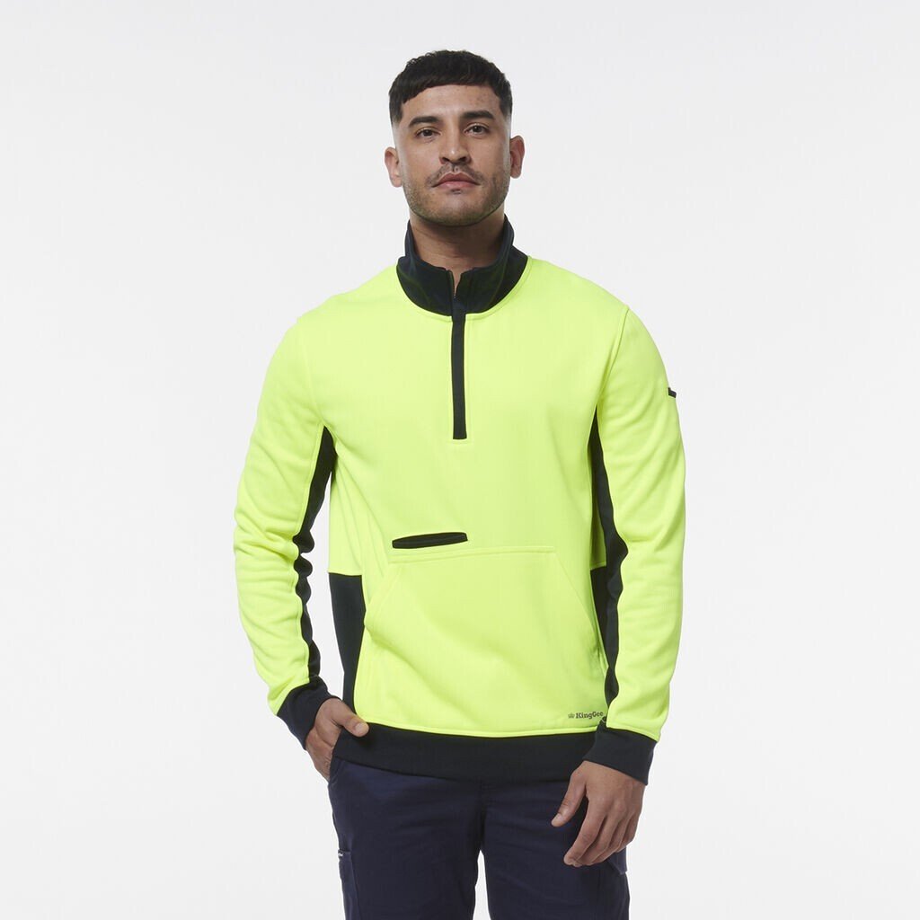 KingGee Mens Hi Vis 1/4 Zip Warmer Pocket Fleece K55047 - Land to Coast