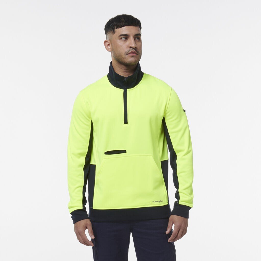 KingGee Mens Hi Vis 1/4 Zip Warmer Pocket Fleece K55047 - Land to Coast