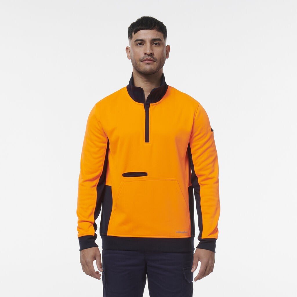 KingGee Mens Hi Vis 1/4 Zip Warmer Pocket Fleece K55047 - Land to Coast